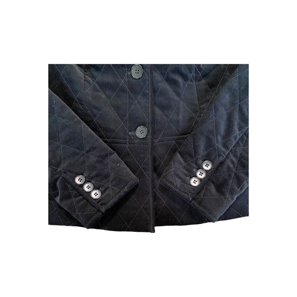 TALBOTS WOMEN'S BLACK VELOUR QUILTED BUTTON DOWN JACKET SZ 8 - Picture 4 of 9